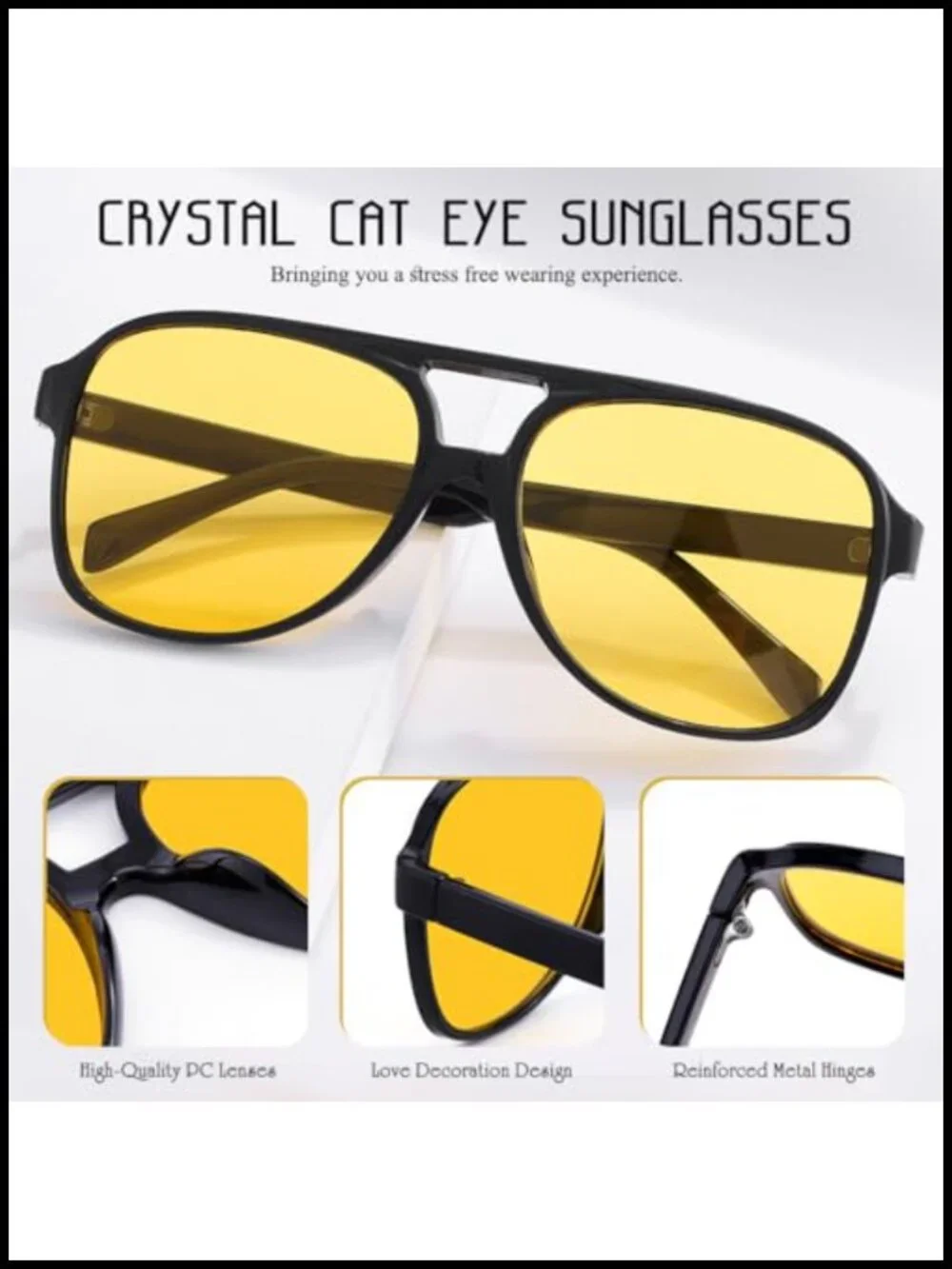 Retro Aviator Sunglasses with UV400 Protection Plastic Frame